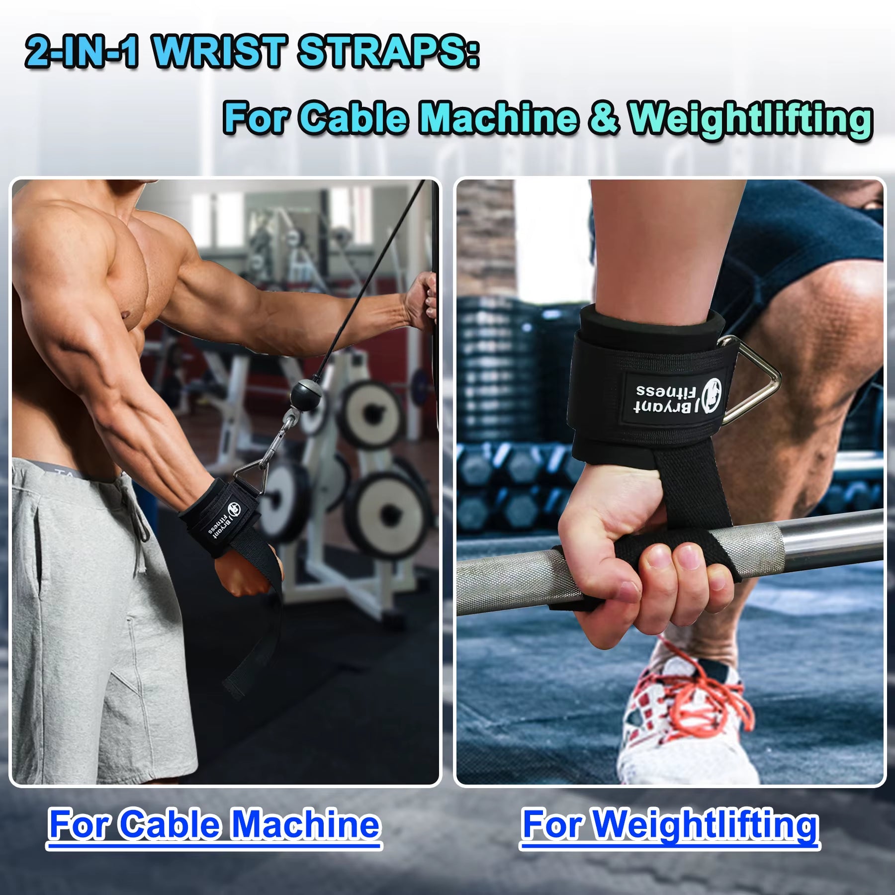 1Pair Adjustable Wrist Cuffs Weightlifting Straps with Ring,Premium Padded Straps for Cable Machine Workout for Weightlifting