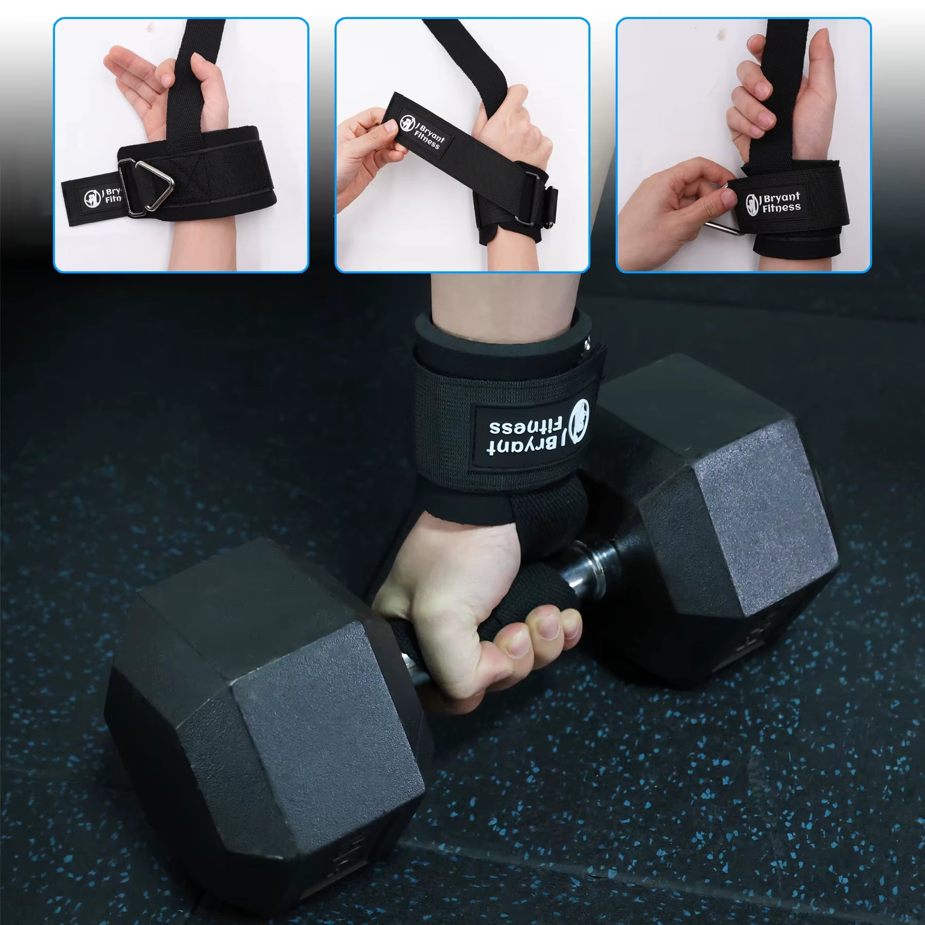 1Pair Adjustable Wrist Cuffs Weightlifting Straps with Ring,Premium Padded Straps for Cable Machine Workout for Weightlifting